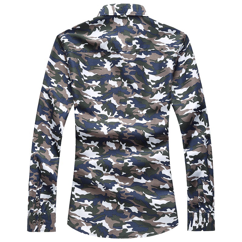 Large size men's long-sleeved floral shirt