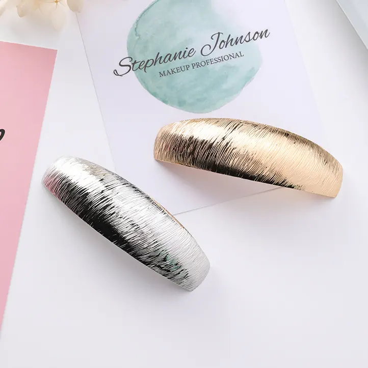 Korean New Headwear Simple Brushed Metal Curved
