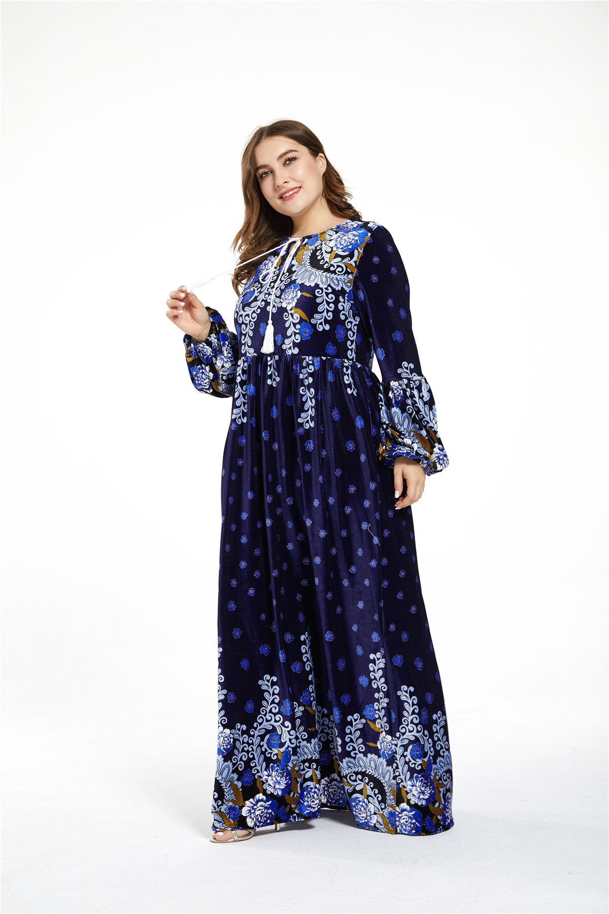 Gold velvet plus size dress