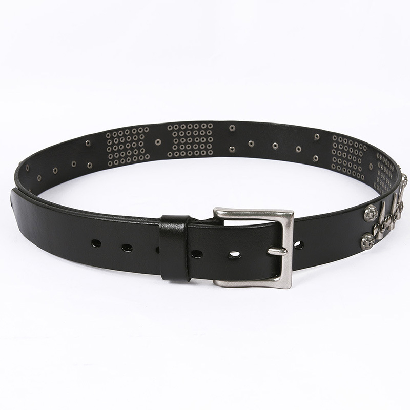 Punk Style Leather Men's DJ Belt With Skull Head All-Match Belt
