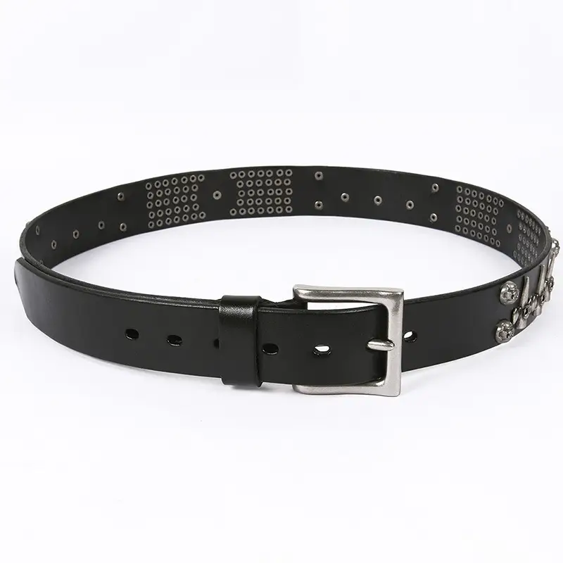 Punk Style Leather Men's DJ Belt With Skull Head All-Match Belt