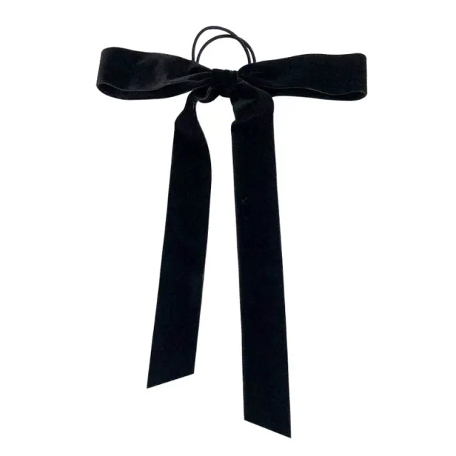 Ribbon double sided velvet bow hair rope women Black - Shop at LoveMi