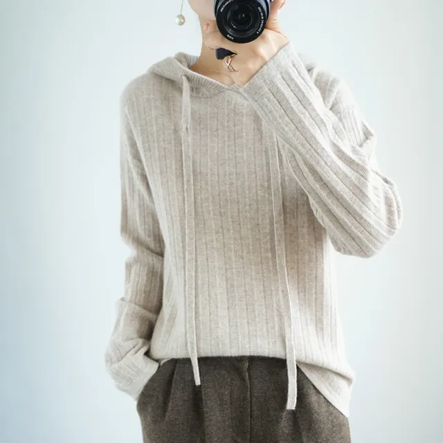 Cashmere hooded sweatshirt Camel - Shop at LoveMi