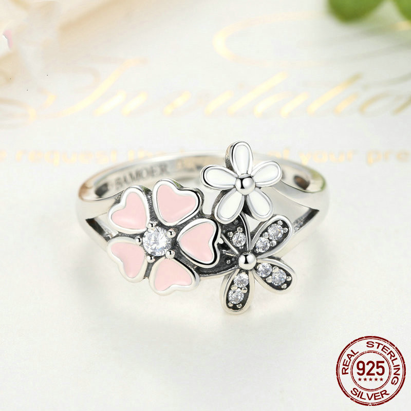 Oil drop small daisy diamond ring flower ring