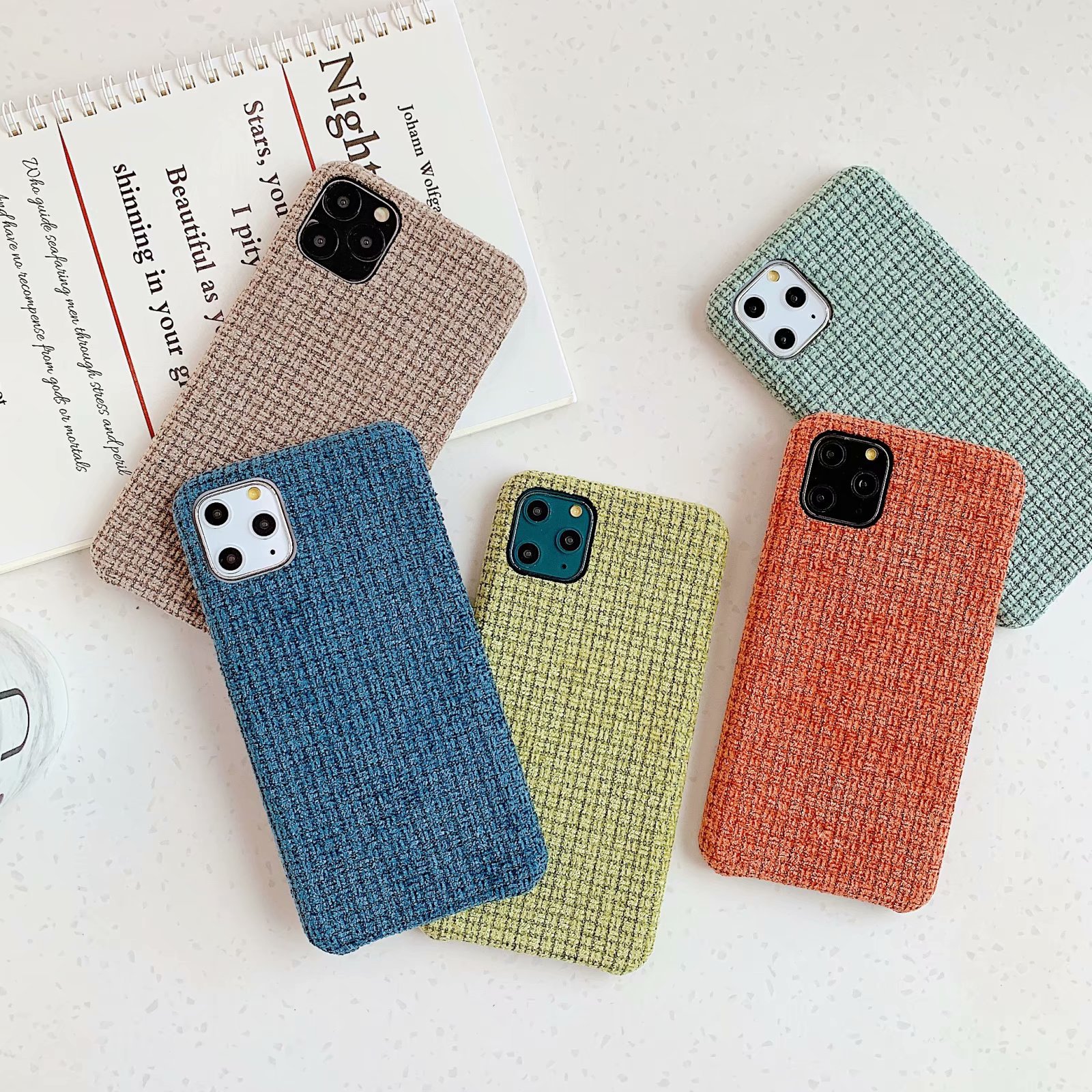 Autumn and winter solid color fabric phone case - Image 2