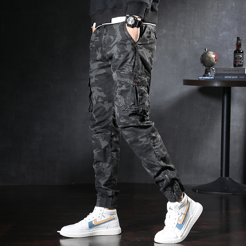 Men's slim overalls Korean casual pants shot by youth