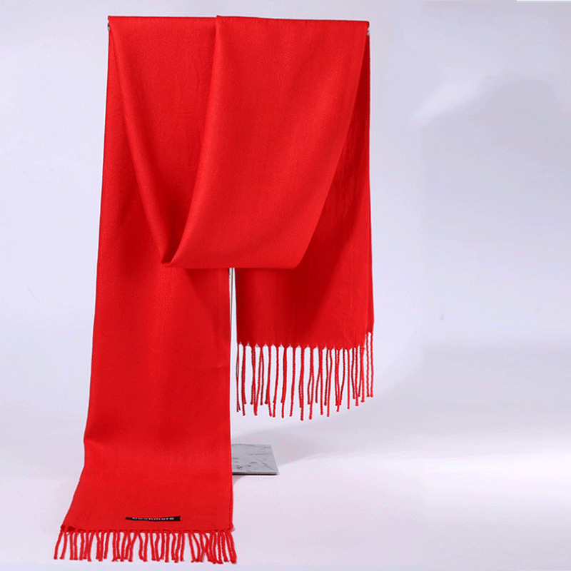 Embroidered Chinese Red Scarf Opening Ceremony Gift