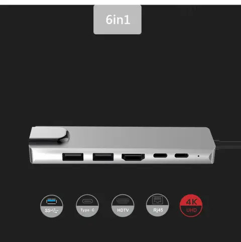 Type C to HDMI USB3.0 PD 6 in 1