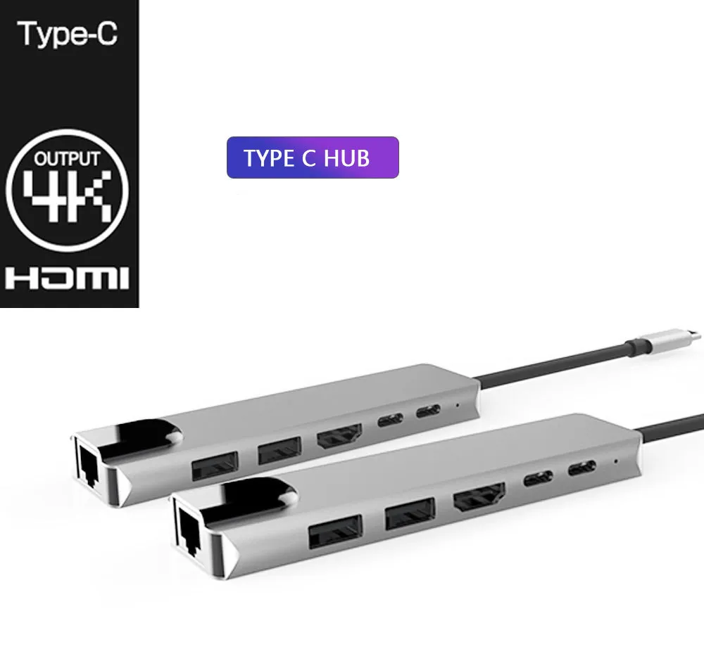 Type C To HDMI USB3.0 PD 6 In 1 HUB Hub Rj45 Network Card Adapter – image 2