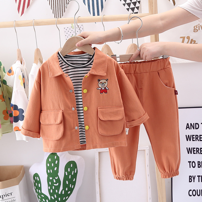 Three-piece cartoon bear cardigan