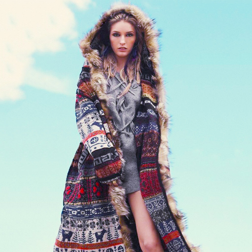 Real Leopard Fur Collar Printed Long Sleeve Ladies Long Trench Coat Leopard - Shop at LoveMi