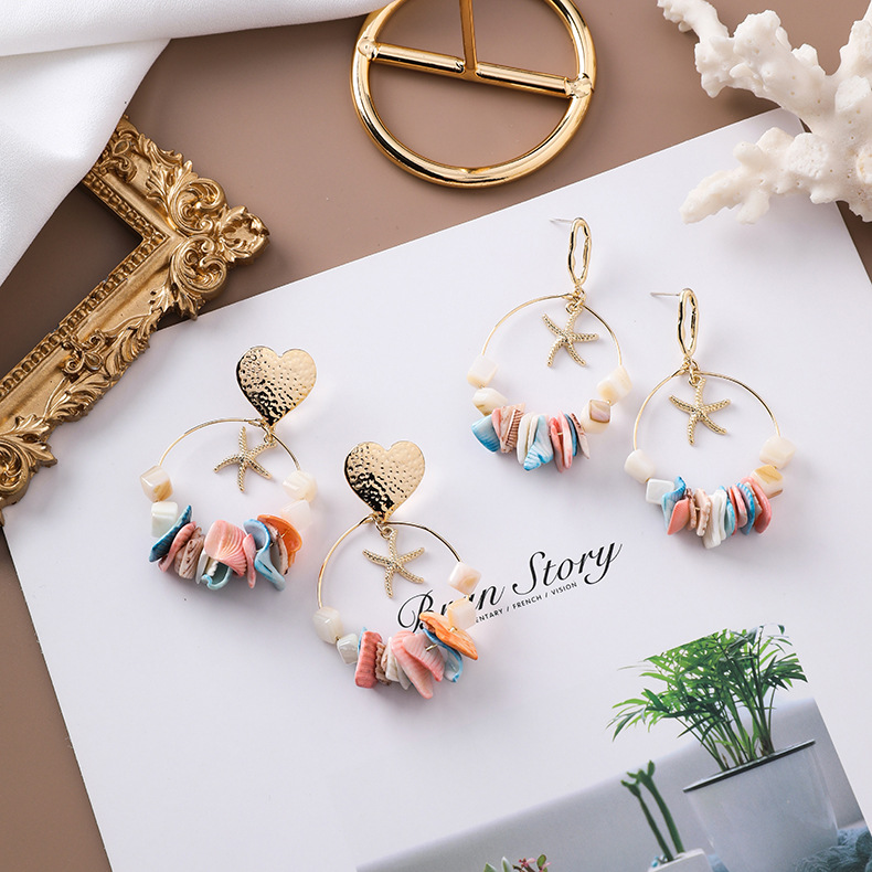 Handmade irregular shell string earrings