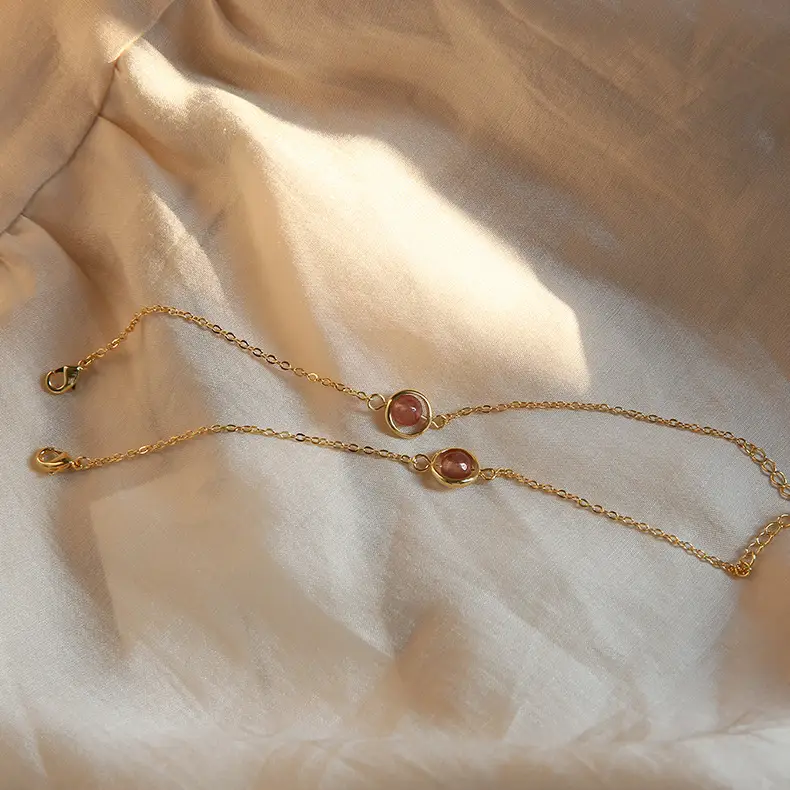Pink Strawberry Crystal Bracelet