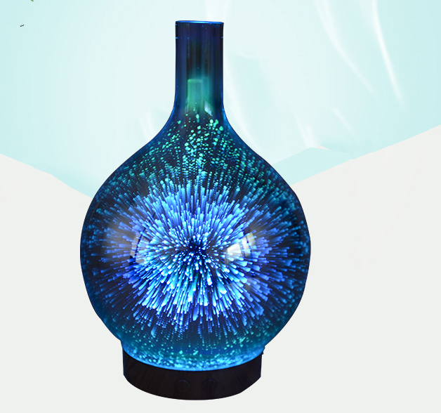 3D Glass Aroma Diffuser Colorful Lamp Humidifier Night Light Uk Brown - Shop at LoveMi