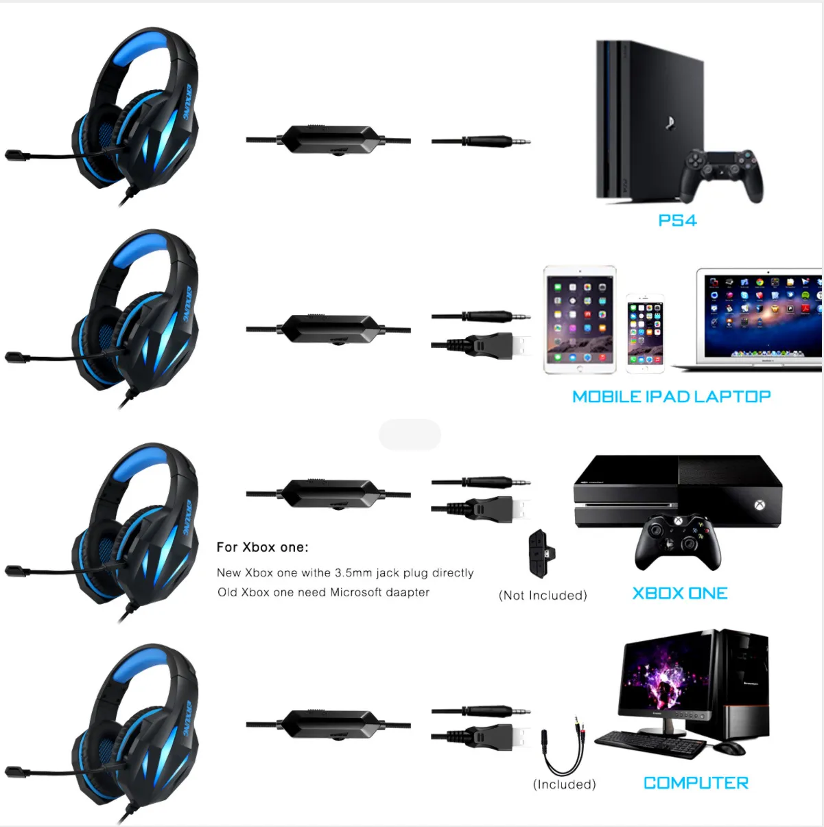 Headset Gaming Headset With Luminous Wired Gaming Headset – image 2