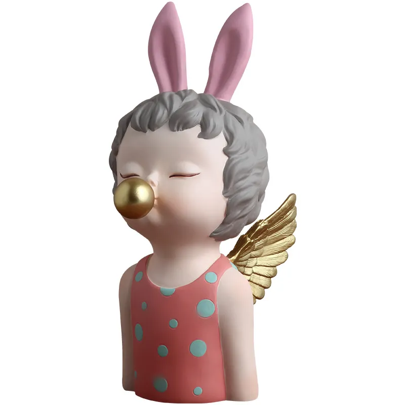 Nordic Light luxury angel wing girl ornament - Pink