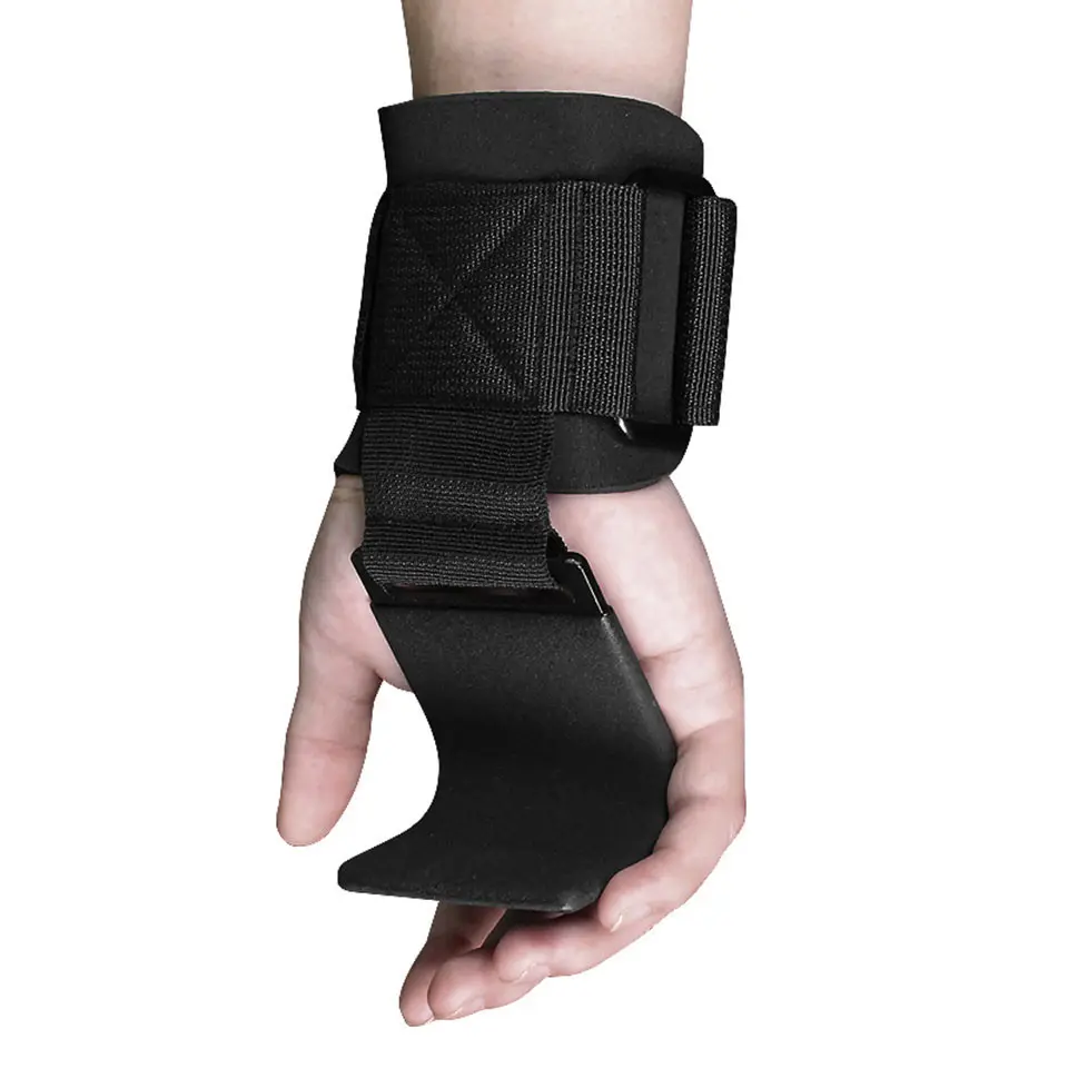 Weight Lifting Hook Grips Padded with Wrist Wraps Hand-Bar