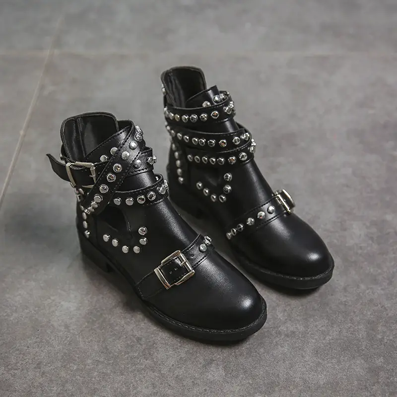 Round Head Fashion Metal Rivet Belt Buckle Martin Boots