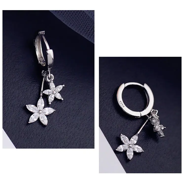 Zircon Flower Circle Earrings