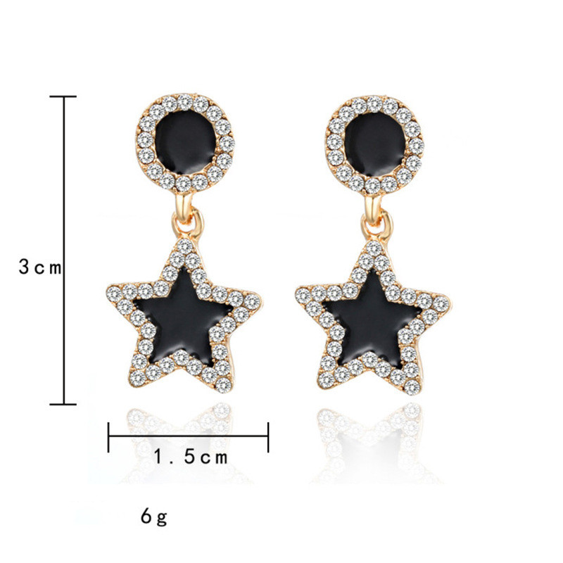 S925 silver needle black geometric diamond earrings