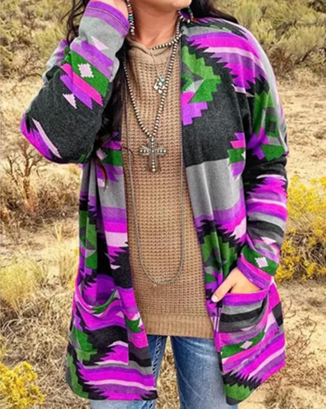 Printed cardigan jacket and shawl Purple - Shop at LoveMi