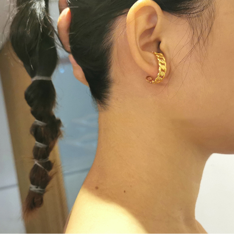 Half-round chain earrings 18K gold plating