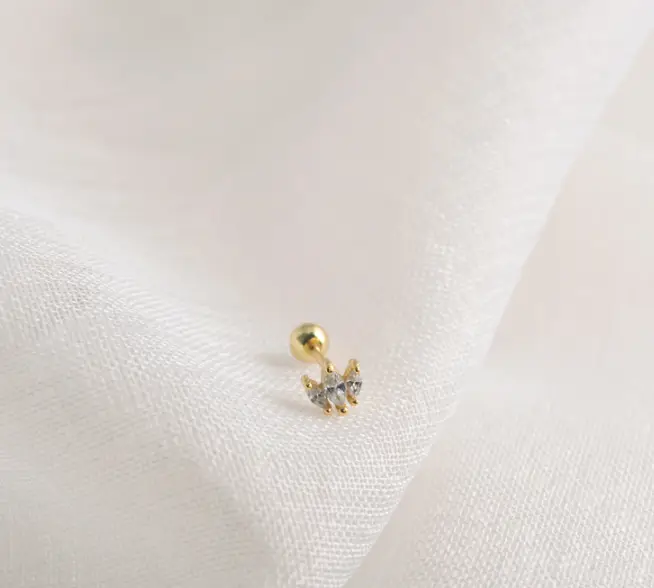 Threaded Crown Zircon Simple Wild Earrings