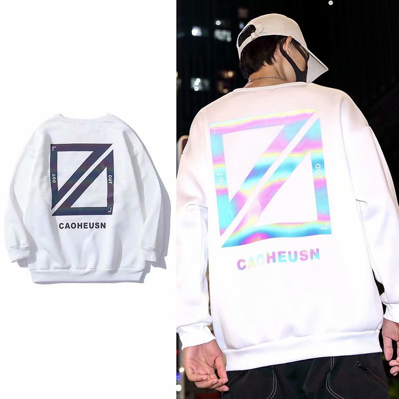 Reflective Sweater Top Plus Velvet Couple Suit