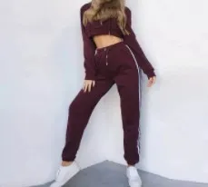 Hooded short sweater suit Dark Red - Shop at LoveMi