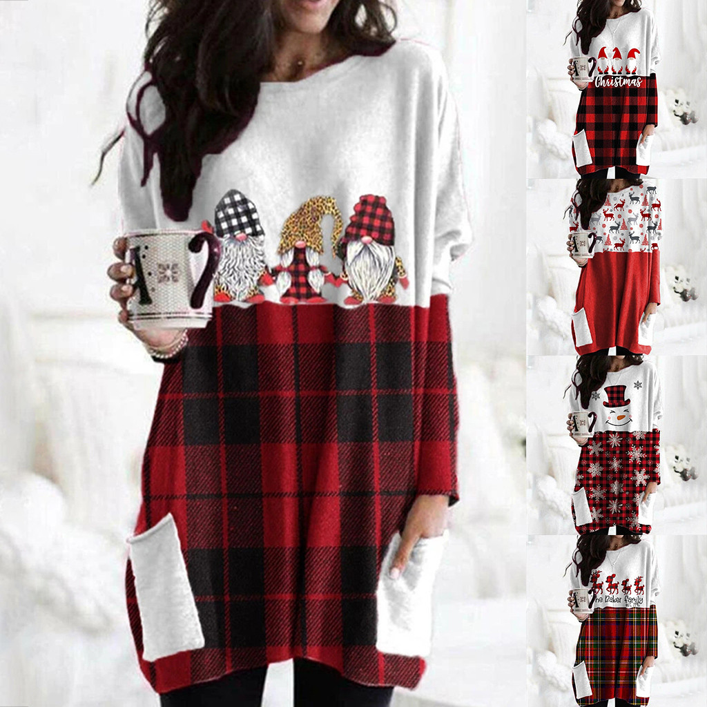 Christmas long-sleeved color block top