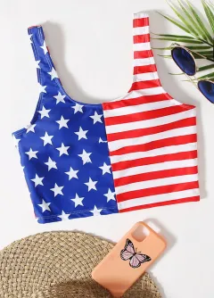 Colour block tank top swimsuit - Tan - View 1