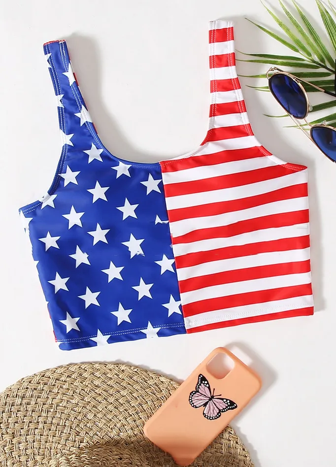 Color block tank top swimsuit - Tan