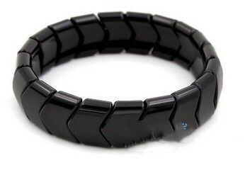 Black wide row germanium stone bracelet