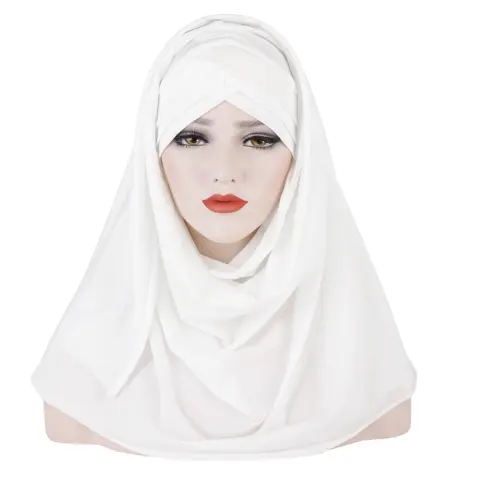 Milk Silk Monochrome Scarf Hat Muslim Ladies Fashion Patch
