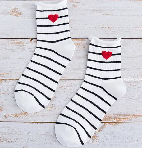 Love stripe curling in the tube socks cotton socks pile socks - 6-One Size