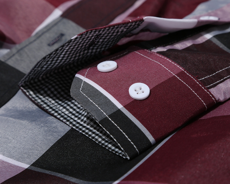 Foreign trade spring and Autumn Pointed Collar Long-sleeved Plaid Shirt