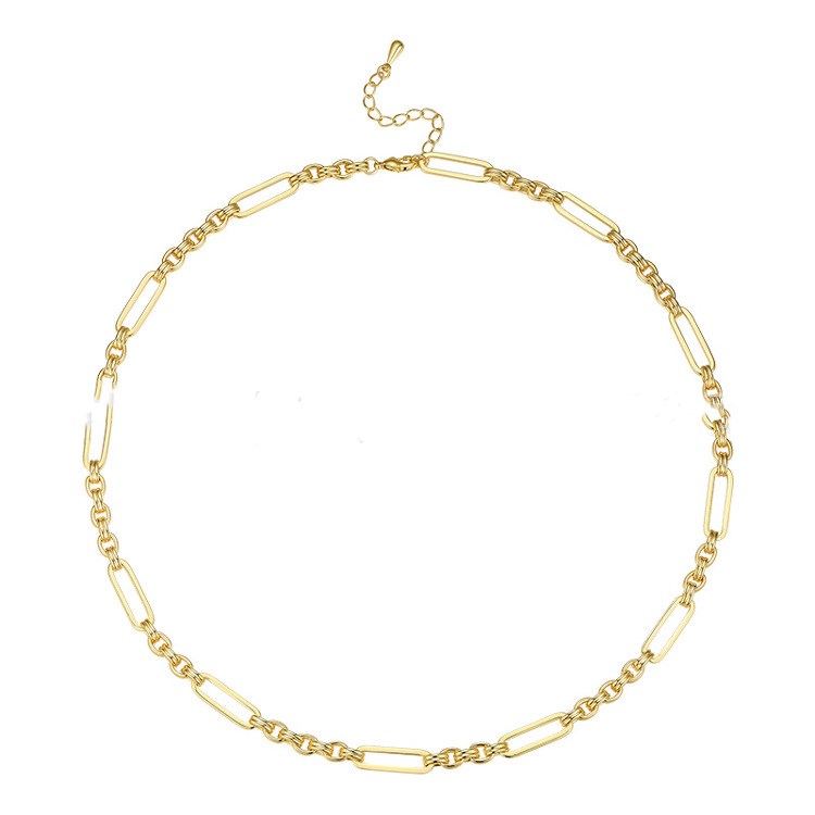 Retro Oval Gold Plated stitching Necklace