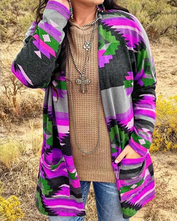 Printed cardigan jacket and shawl