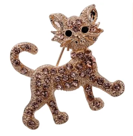 Luxury gold plated crystal tiger full flashing brooch pin brooch gift Pink - Shop at LoveMi