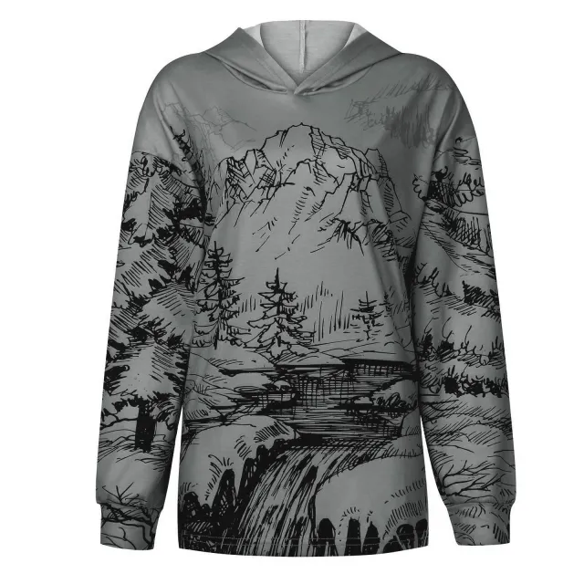 Hooded long sleeve pullover sweater Grey - Shop at LoveMi