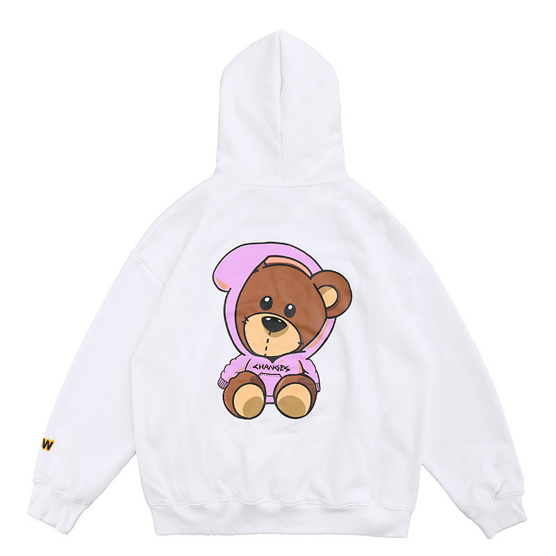 Hip-hop Loose Bear Print Sweater Plus Velvet