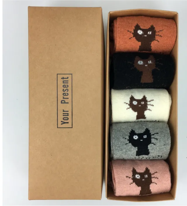 winter cute adault Christmas cotton socks women newyear gift Cat - Shop at LoveMi