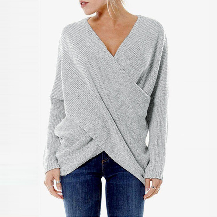 Cross long sleeve pullover knit top