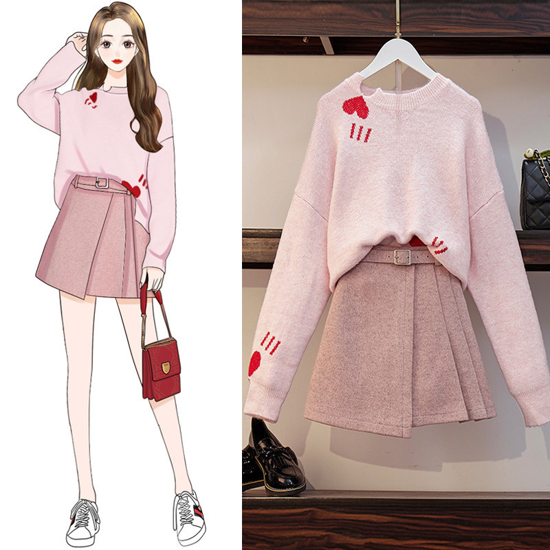 Sweater with slim skirt goddess fan