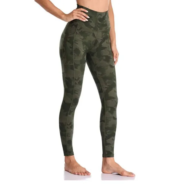 High Waist Tummy Yoga Pants Wear Tight Buttocks Army Green - Shop at LoveMi
