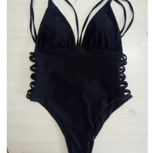 Side Laced One Piece Swimsuit Black - Shop at LoveMi