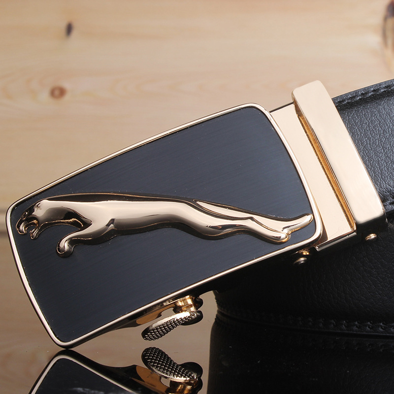 Men's belt leather automatic buckle Leopard pure leather belt