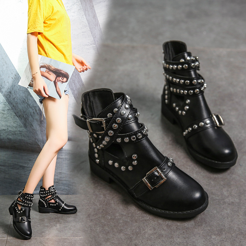 Round Head Fashion Metal Rivet Belt Buckle Martin Boots