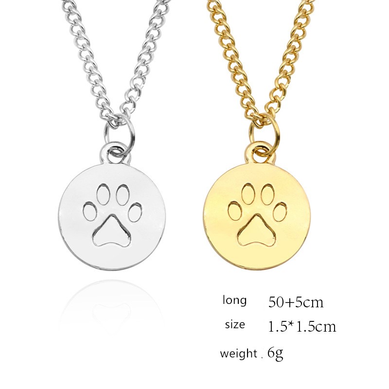 Round puppy footprint necklace