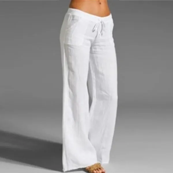 Women's high waist wide leg pants White - Shop at LoveMi